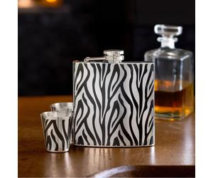 Zebra Hip Flask And Shot Glasses Set | Auden