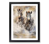 Zebra Impressionism Framed Print | A2 Black Framed Wall Art | Ready to Hang | Impressionist Animal Picture | Living Room Bedroom Lounge Office