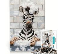 Zebra in A Bubble Bath Jigsaw Puzzles 1000 Mind Skill Play Premium Laser Cut Quality Quiet Time Mind Exercise at Home (50x75cm)