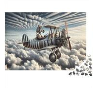 Zebra in Airplane Flying Above Clouds 1000-Piece Jigsaw Puzzle for Adults, 52x38cm/1000pcs, Relaxing Indoor Activity, Weekend Downtime And Time at Home