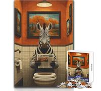 Zebra in Bathroom Toilet Funny 1000 Piece Puzzle For Adults Play And Learn Smart Activity Unique Heartfelt Celebration Gift Size 38x26cm