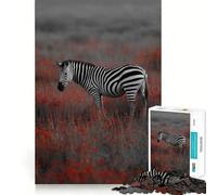 Zebra in Red Flower Field 1000 Piece Jigsaws for Adults Think Training Play Tight Lock No Loose Pieces Unique Gift for Stress Relief (38x52cm)