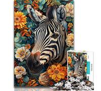 Zebra in The Flowers 1000 Piece Jigsaw Puzzle for Adults Teens,Challenging Game And Family Play with Fully Interlocking Randomly Shaped Pieces (75x50cm)