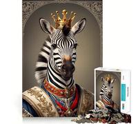 Zebra King Portrait Jigsaw for Teenagers1000 Pieces Mind Skill Play Laser Cut for Flawless Fit Quiet Time Mind Exercise at Home (50x75cm)