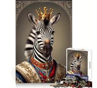 Zebra King Portrait Jigsaw Puzzle for Adults 1000 Pieces Memory Training Quiet Recreation Flawless Cut Holiday Treat (50x75cm)