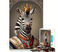 Zebra King Portrait Jigsaws 1000 Pieces for Adults Memory Boost Game Professional Grade Cutting Heartwarming Gathering Activity (38x26cm)
