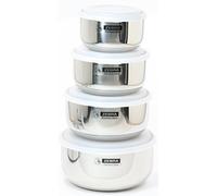 Zebra Leak Proof 18-8 Food Storage Containers Nesting Set Of 4 H 7.1Cm X 12Cm To H 9Cm X 18Cm Stainless Steel
