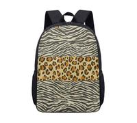 Zebra Leopard Print 17 Inch Backpack Modern Pink Stripe Fashion Student School Bag for Teens Kids Large Bookbag (02)