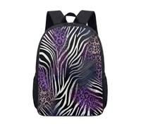 Zebra Leopard Print 17 Inch Backpack Modern Pink Stripe Fashion Student School Bag for Teens Kids Large Bookbag (05)