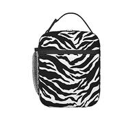 Zebra Leopard Print Lunch Bags for Women,Leakproof Insulated Animal Print Lunch Box Reusable Zipper Black White Cooler Tote Bag for Work,Picnic,Camping