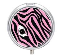 Zebra-Like Print Pill Organizer 3 Compartments, Round Small Pill Box for Purse & Pocket, Portable Daily Medicine Box to Hold Vitamins, Supplements, Pills, Fish Oil