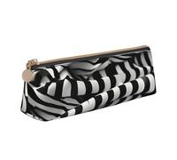 Zebra-Like Print Print Triangular Pencil Case Pouch Large-Capacity Stationery Organizer Office Accessory