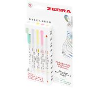 Zebra Mildliner 2597 Highlighter Assorted Broad Chisel - 4 mm Non Refillable Pack of 5