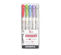 Zebra MILDLINER BRUSH HIGHLIGHTER 5PK WALLET(C& R) Zebra Multicolor