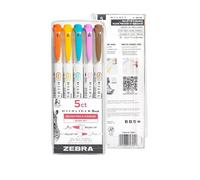 Zebra Mildliner Double Ended Brush Pen & Marker 5/Pkg-Warm