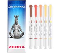 Zebra Mildliner Creative Marker Highlighter Pens - Double Ended - Chisel & Bullet Tip - In Envelope Gift Packaging - Set of 5 (Autumn Tones)