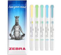 Zebra Mildliner Creative Marker Highlighter Pens - Double Ended - Chisel & Bullet Tip - In Envelope Gift Packaging - Set of 5 (Cool Tones)