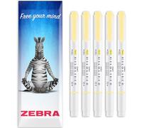 Zebra Mildliner Creative Marker Highlighter Pens - Double Ended - Chisel & Bullet Tip - In Envelope Gift Packaging - Set of 5 (Yellow)