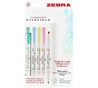 Zebra MILDLINER Double-Ended Highlighter 5 Pack Fluorescent Colours