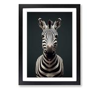 Zebra Minimalism No.3 Framed Print | A2 Black Framed Wall Art | Ready to Hang | Minimalist Animal Picture | Living Room Bedroom Lounge Office