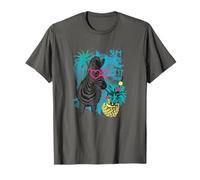 Zebra on a Beach with Pineapple Cocktail, Palm Trees, Summer T-Shirt