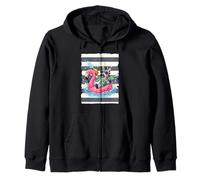 Zebra on a floating flamingo Zip Hoodie