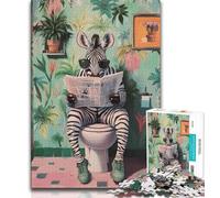 Zebra on The Toilet 1000 Pieces Jigsaw Puzzles for Adults And Teens,Stress Reliever Difficult Challenge Deal As Gifts for The Whole Family (38x26cm)