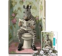 Zebra on The Toilet Adult Jigsaws 1000 Pieces Difficult,Challenging To Complete But Fun And Humorous Birthday Present,Gifts,Wall Art (38x26cm)