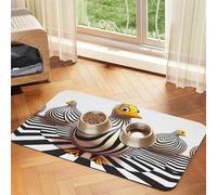 Zebra Op Art, Little Bird Pet Feeding Mat Dog Cat Eating Food Absorbent Leather Tablecloth for and Water Bowl Waterproof No Stains Quick Dry Non-Slip 17.72 * 11.8IN