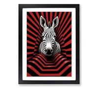 Zebra Op No.2 Framed Print | A2 Black Framed Wall Art | Ready to Hang | Modern Animal Picture | Living Room Bedroom Lounge Office