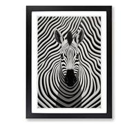 Zebra Op No.4 Framed Print | A2 Black Framed Wall Art | Ready to Hang | Modern Animal Picture | Living Room Bedroom Lounge Office