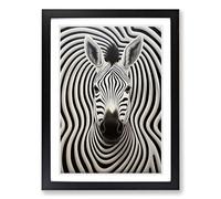 Zebra Op No.6 Framed Print | A2 Black Framed Wall Art | Ready to Hang | Modern Animal Picture | Living Room Bedroom Lounge Office