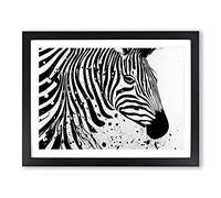 Zebra Paint Splash Abstract Framed Print | A4 Black Framed Wall Art | Ready to Hang | Abstract Animal Picture | Living Room Bedroom Lounge Office