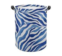 Zebra Painted in Dark Blue Watercolor Laundry Baskets Laundry Hamper Waterproof Foldable Storage Bin Dirty Clothes Laundry Basket for Living Room Bathroom