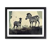 Zebra Painting Vol.2 Framed Print | A2 Black Framed Wall Art | Ready to Hang | Modern Animal Picture | Living Room Bedroom Lounge Office