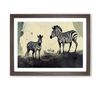 Zebra Painting Vol.2 Framed Print | A2 Walnut Framed Wall Art | Ready to Hang | Modern Animal Picture | Living Room Bedroom Lounge Office