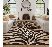Zebra Pattern Area Rugs Brown 6x9ft Zebra Rugs for Living Room Animal Carpet Tiger Print Black and Gold