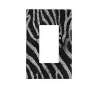 Zebra Pattern Black and White Stripe Light Switch Wall Plate Faceplate Cover Single Rocker 1 Gang Decorator Outlet Receptacle Covers for Home Kitchen Room Bathroom Decor