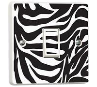 Zebra Pattern Black & White Light Switch Sticker Cover Vinyl Skin Wall Decal