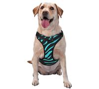 Zebra Pattern Glowing Cyan Stripes No Pull Dog Harness Adjustable Reflective Oxford Easy Control Medium Large Dog Harness