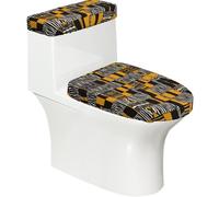 Zebra Pattern Printed Toilet Seat Cover Set with Tank Lid Cover, Fits U O Elongated Toilets, Bathroom Decor