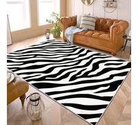 Zebra Pattern Rug - Rug Living Room Bedroom Black White Animal Pattern Small Rug Zebra Stripes Soft Short Pile & Washable & Non-Slip Door Mat Indoor Children's Rug 40 x 60 cm
