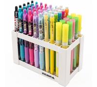 Zebra Pen 50 Desktop Stand Stationery Set - Include 50 Pens - 30 x Z-Grip Smooth Retractable Pens + 10 x MP Mechanical Pencils + 10 x Kirarich Highlighter Markers