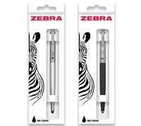 Zebra Pen 901 Retractable Ballpoint Pen - Medium Point 1.0mm Nib - Black Ink - Silver & Black - Pack of 2