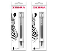 Zebra Pen 901 Retractable Ballpoint Pens - Black Ink -Fine 1.0mm Nib - Pack of 2 (Grey)