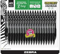 Zebra Pen Ballpoint - Pack Of 40 Black Z-grip Retractable Fine Point 0.7 mm