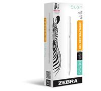 Zebra Pen bLen Retractable Ballpoint Gel Pen, White Barrel, Medium Point, 0.7mm, Black Ink, 12-Pack