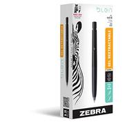 Zebra Pen bLen Retractable Gel Pen, Black Barrel, Medium Point, 0.7mm, Smooth Fast-Drying Ink, Vibration-Free Writing Experience, Rubber Grip, Black Ink, 12 Count (41410)