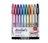 Zebra Pen Doodlerz Gel Stick Pen, Bold Point, 1.0mm, Assorted Glitter Colors, 10 Count(Pack of 1)