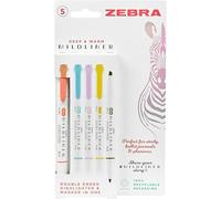 Zebra Pen Dual Tip MILDLINER Warm Highlighters & Colouring Pens 5pk - Double Sided Felt Tip Pens with 4mm Broad Chisel Tip and 1mm Fine Bullet Tip - Assorted Highlighter Colours - 5 Pack